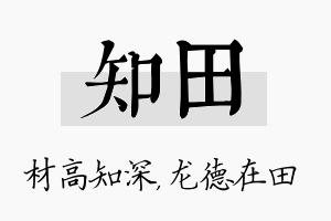 知田名字的寓意及含义