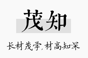 茂知名字的寓意及含义