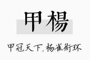 甲杨名字的寓意及含义