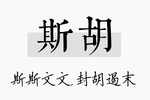 斯胡名字的寓意及含义