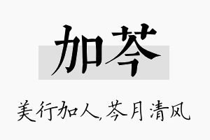 加芩名字的寓意及含义