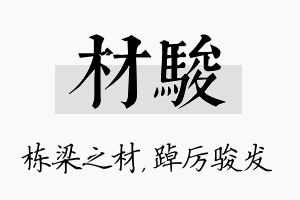 材骏名字的寓意及含义