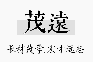 茂远名字的寓意及含义