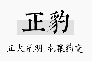 正豹名字的寓意及含义