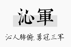 沁军名字的寓意及含义