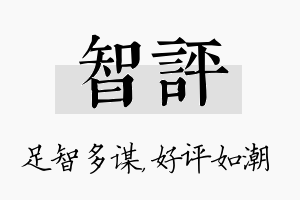 智评名字的寓意及含义