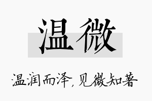 温微名字的寓意及含义