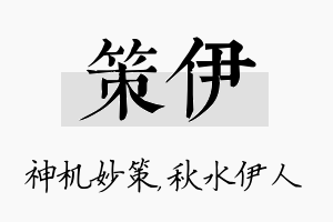 策伊名字的寓意及含义