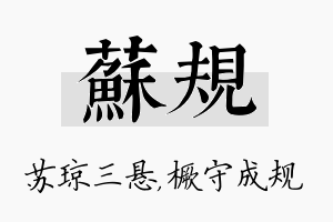 苏规名字的寓意及含义