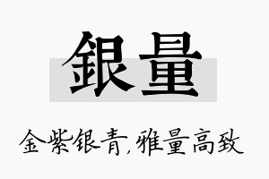 银量名字的寓意及含义