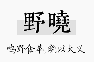 野晓名字的寓意及含义