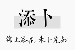 添卜名字的寓意及含义