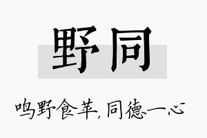 野同名字的寓意及含义