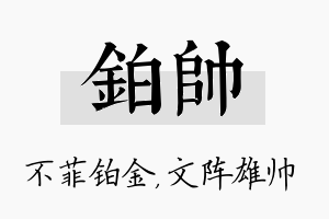 铂帅名字的寓意及含义