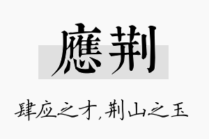 应荆名字的寓意及含义