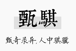 甄骐名字的寓意及含义