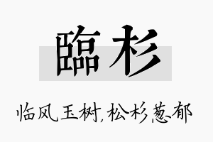 临杉名字的寓意及含义