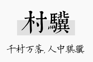 村骥名字的寓意及含义