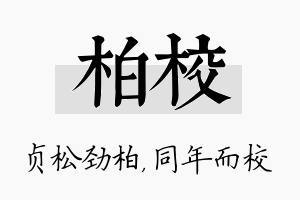 柏校名字的寓意及含义