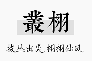 丛栩名字的寓意及含义