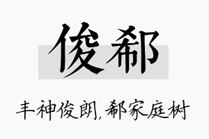 俊郗名字的寓意及含义