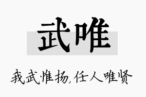 武唯名字的寓意及含义