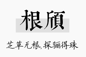 根颀名字的寓意及含义