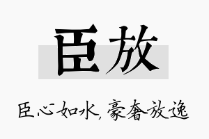 臣放名字的寓意及含义