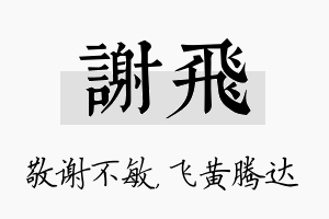 谢飞名字的寓意及含义