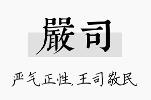 严司名字的寓意及含义