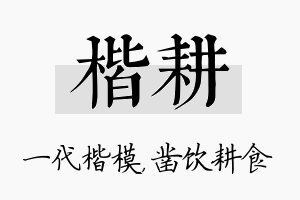 楷耕名字的寓意及含义