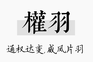 权羽名字的寓意及含义