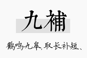 九补名字的寓意及含义