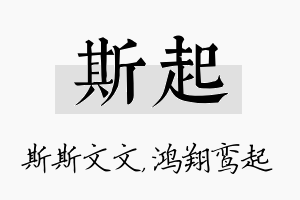 斯起名字的寓意及含义