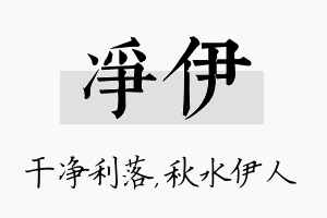 净伊名字的寓意及含义