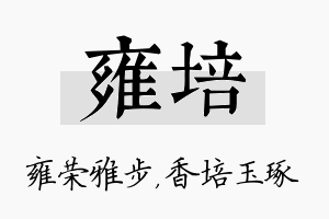 雍培名字的寓意及含义