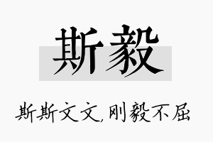 斯毅名字的寓意及含义