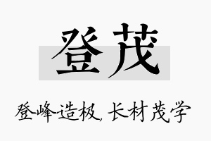 登茂名字的寓意及含义