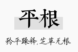 平根名字的寓意及含义