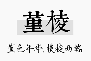 堇棱名字的寓意及含义