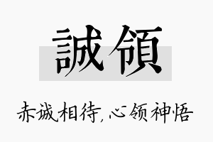 诚领名字的寓意及含义