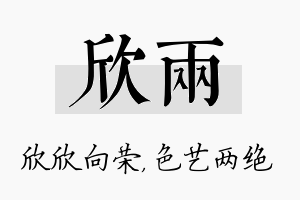 欣两名字的寓意及含义