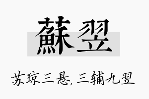 苏翌名字的寓意及含义