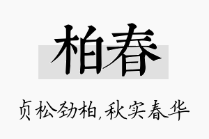 柏春名字的寓意及含义