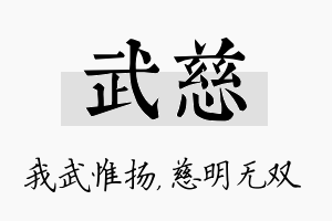 武慈名字的寓意及含义