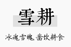 雪耕名字的寓意及含义