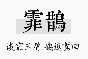 霏鹊名字的寓意及含义