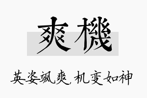 爽机名字的寓意及含义