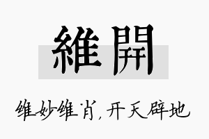 维开名字的寓意及含义