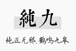 纯九名字的寓意及含义